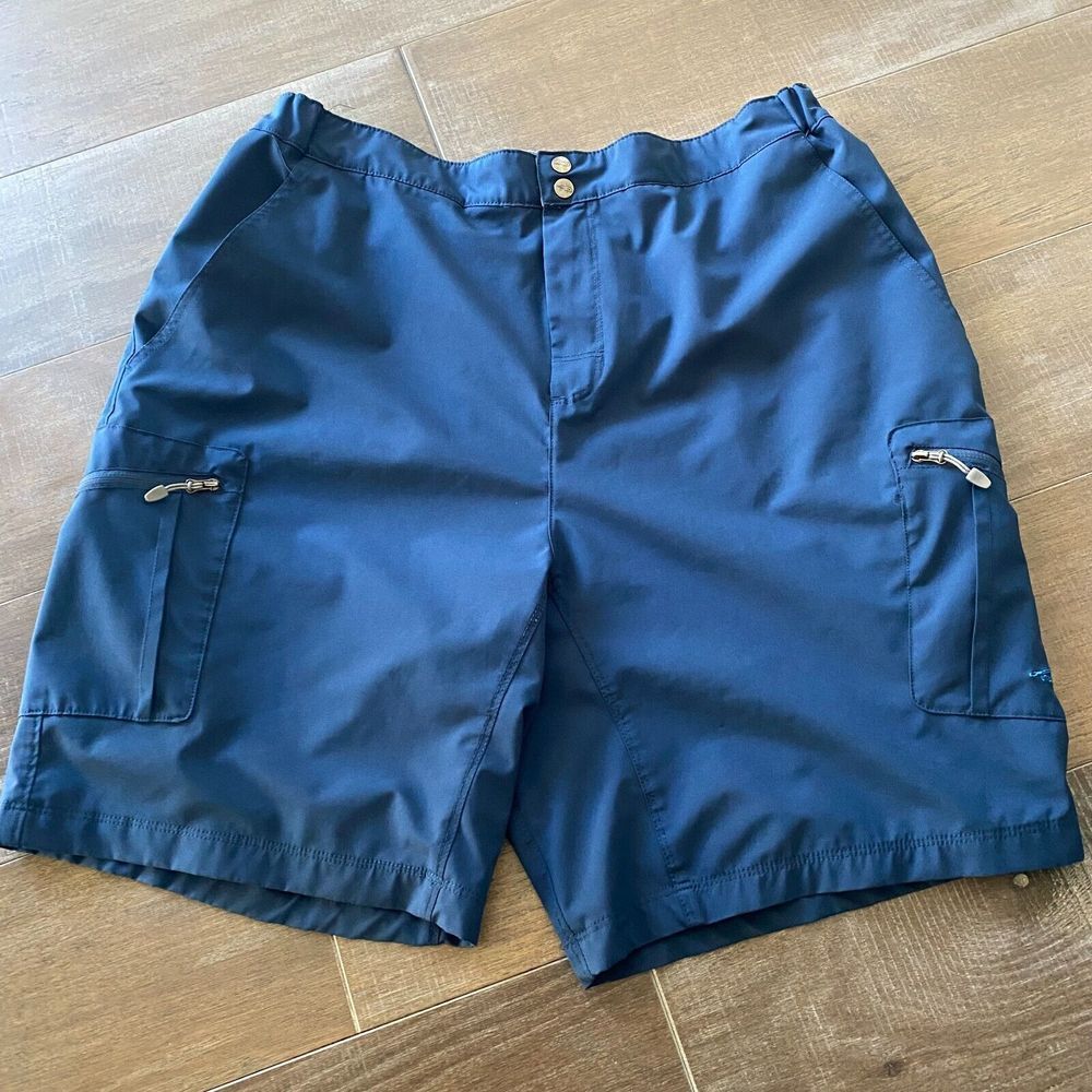 Reel Life Shorts Men's XL Blue Mesh Lined Elastic Waist Snap Surfing Swim Trunks